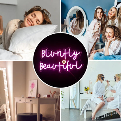 Bluntly Beautiful Pink Yellow Heart Led Neon Sign Bedroom Studio Cafe Wall Accent | Shineneon