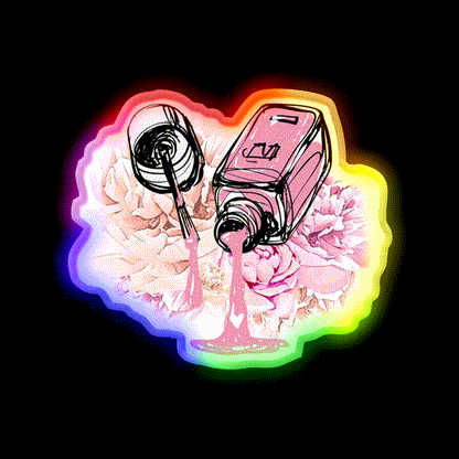 Blush Pink Nail Polish And Peony Flowers Nail Salon Led Neon Sign Rgb Color - LED neon sign close-up detail