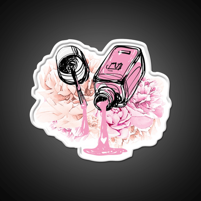 Blush Pink Nail Polish And Peony Flowers Nail Salon Led Neon Sign Rgb Color - Shineneon