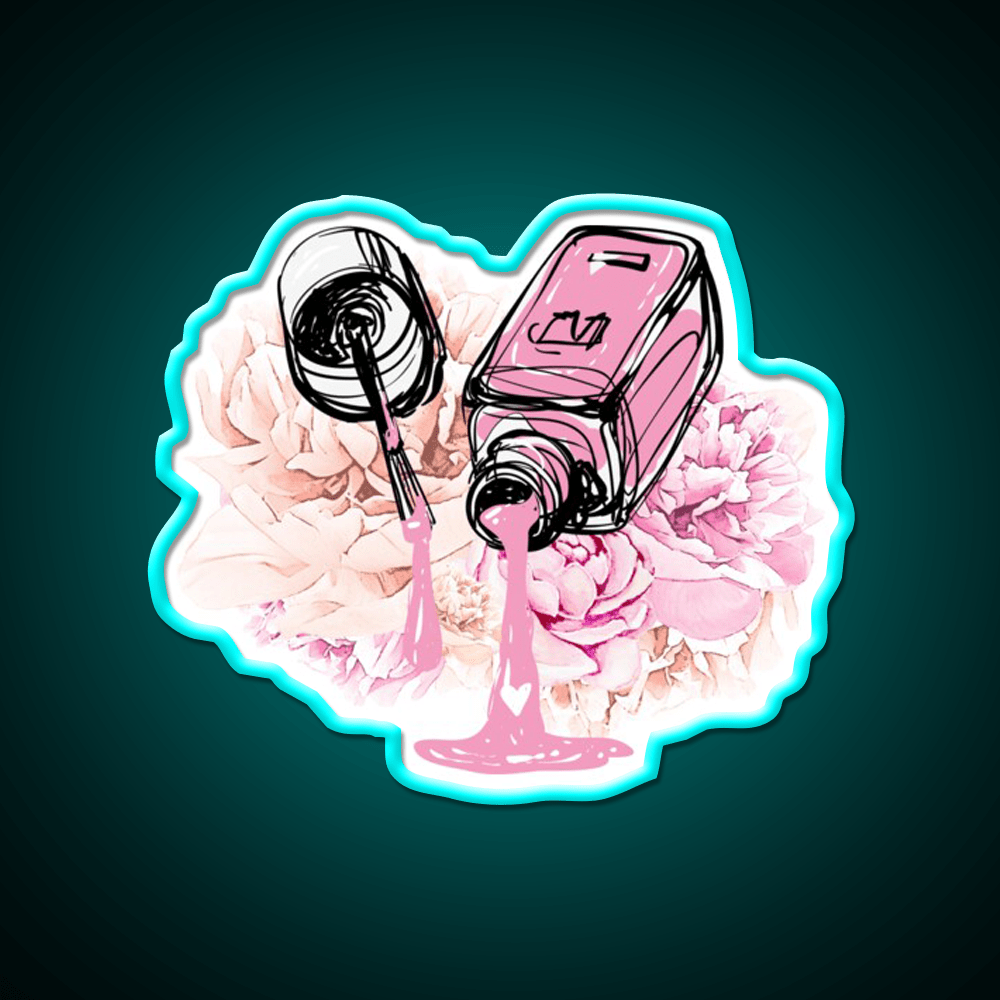 Blush Pink Nail Polish And Peony Flowers Nail Salon Led Neon Sign Rgb Color - Shineneon
