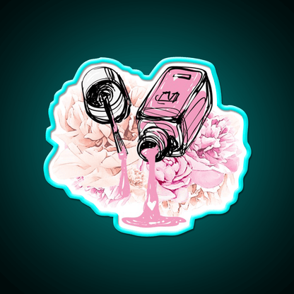 Blush Pink Nail Polish And Peony Flowers Nail Salon Led Neon Sign Rgb Color - Shineneon