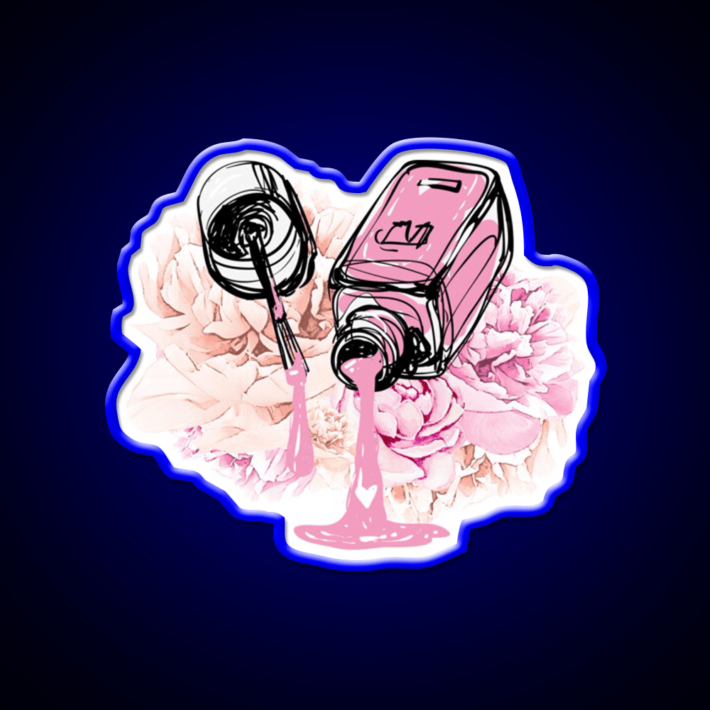 Blush Pink Nail Polish And Peony Flowers Nail Salon Led Neon Sign Rgb Color - Shineneon