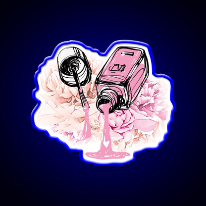 Blush Pink Nail Polish And Peony Flowers Nail Salon Led Neon Sign Rgb Color - Shineneon