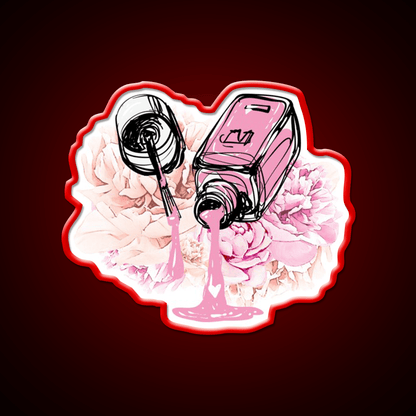 Blush Pink Nail Polish And Peony Flowers Nail Salon Led Neon Sign Rgb Color - Shineneon