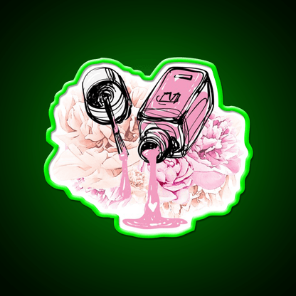 Blush Pink Nail Polish And Peony Flowers Nail Salon Led Neon Sign Rgb Color - Shineneon