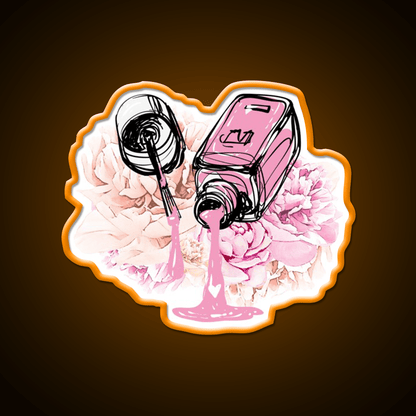 Blush Pink Nail Polish And Peony Flowers Nail Salon Led Neon Sign Rgb Color - Shineneon