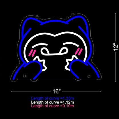 Blushing Cat Blue-White-Pink Led Neon Sign Room Decor | Shineneon