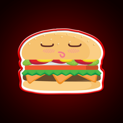 Blushing Cheeseburger Fast Food Led Neon Sign For Burger Place Rgb Color - Shineneon