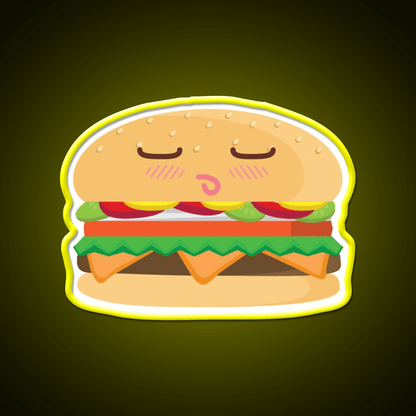 Blushing Cheeseburger Fast Food Led Neon Sign For Burger Place Rgb Color - Shineneon