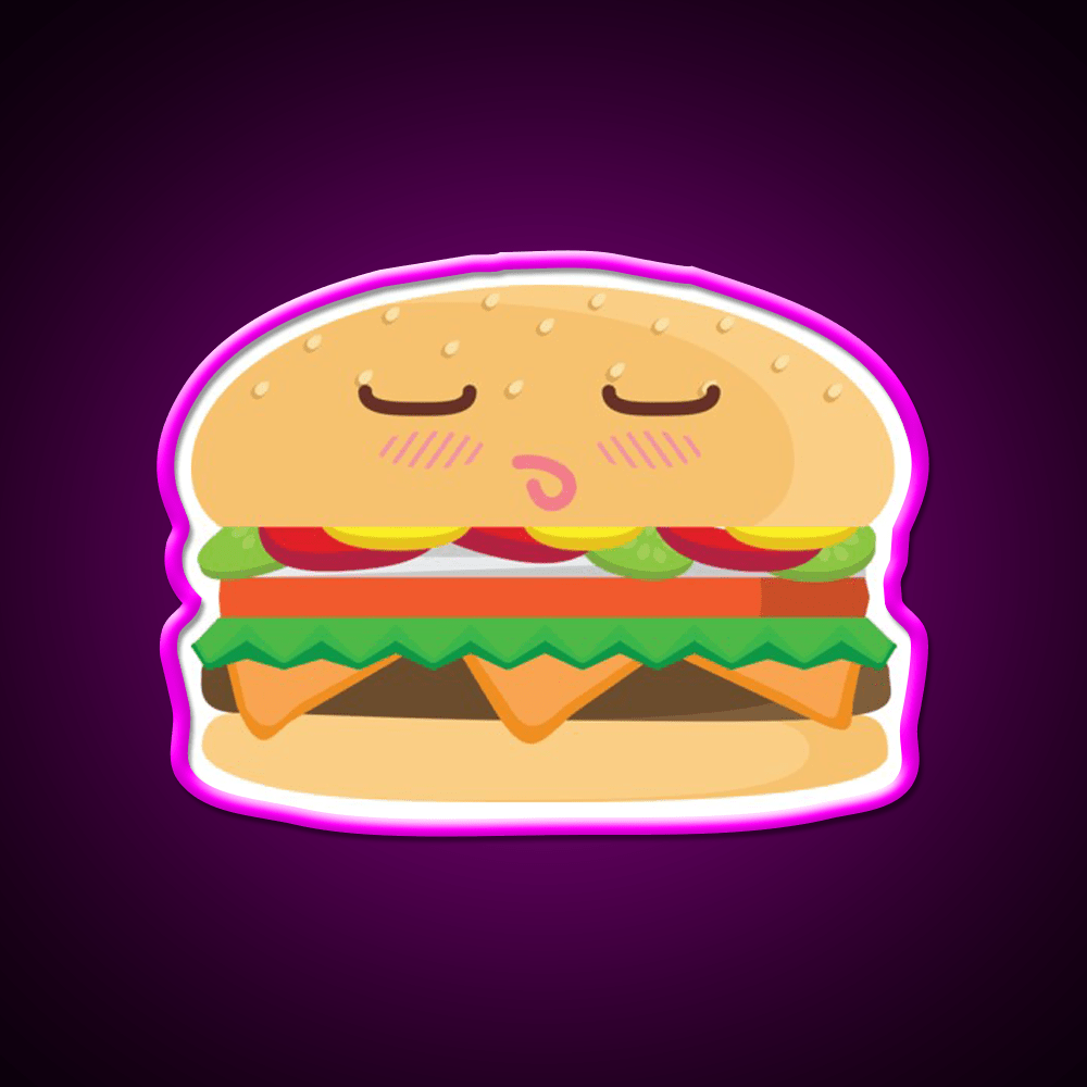 Blushing Cheeseburger Fast Food Led Neon Sign For Burger Place Rgb Color - Shineneon