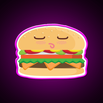 Blushing Cheeseburger Fast Food Led Neon Sign For Burger Place Rgb Color - Shineneon
