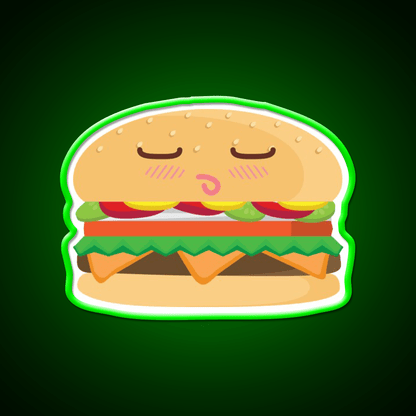 Blushing Cheeseburger Fast Food Led Neon Sign For Burger Place Rgb Color - Shineneon