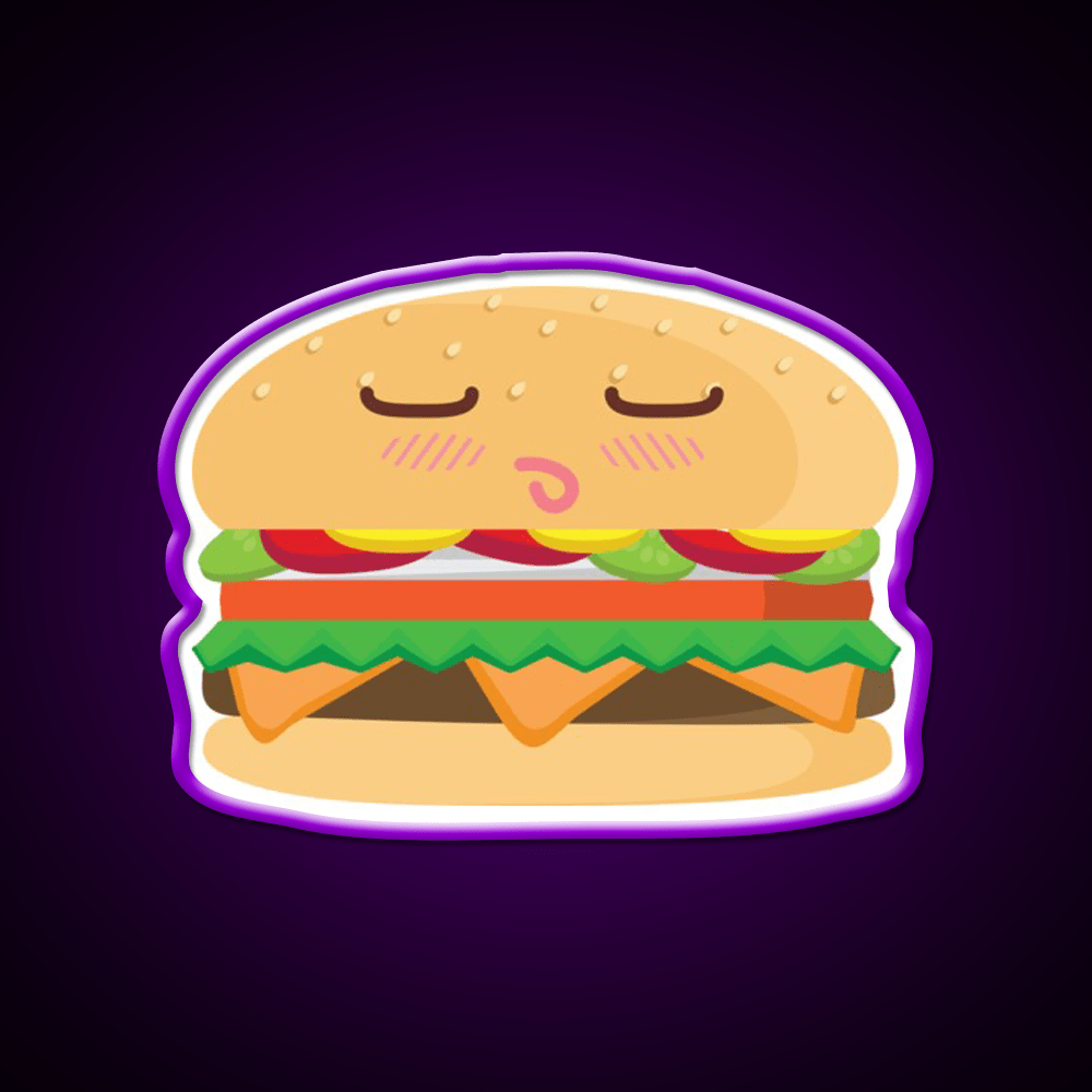Blushing Cheeseburger Fast Food Led Neon Sign For Burger Place Rgb Color - Shineneon