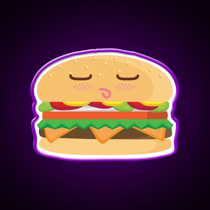 Blushing Cheeseburger Fast Food Led Neon Sign For Burger Place Rgb Color - Shineneon