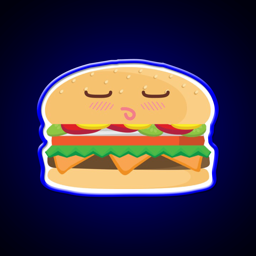 Blushing Cheeseburger Fast Food Led Neon Sign For Burger Place Rgb Color - Shineneon