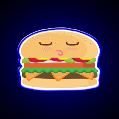 Blushing Cheeseburger Fast Food Led Neon Sign For Burger Place Rgb Color - Shineneon