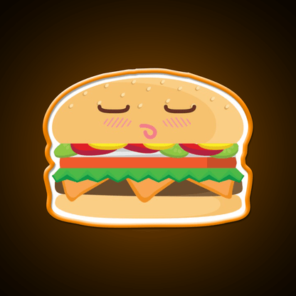 Blushing Cheeseburger Fast Food Led Neon Sign For Burger Place Rgb Color - Shineneon