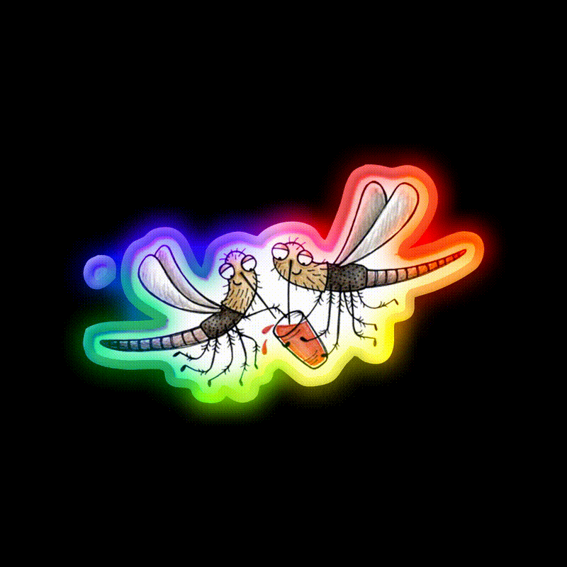 Blutcocktail Blood Cocktail Mucke Mosquito Bar Decor Led Neon Sign Rgb Color - LED neon sign close-up detail