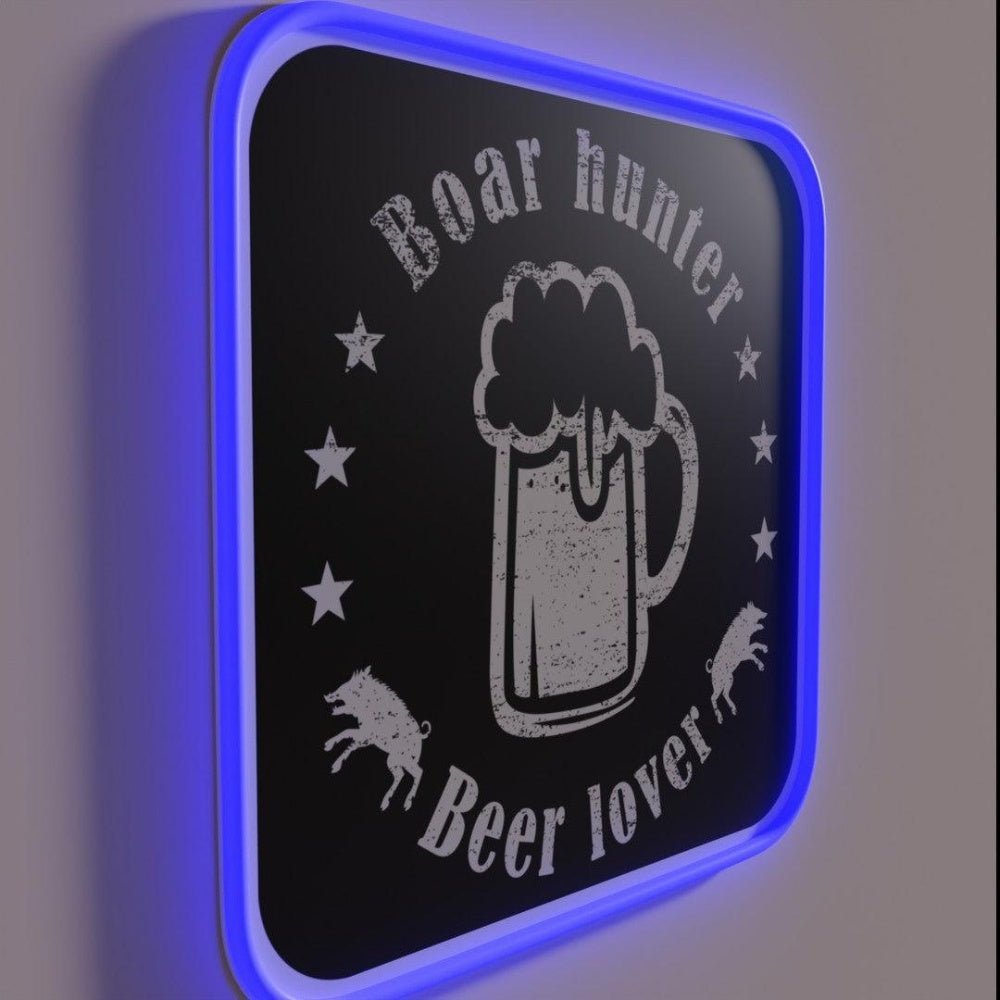 Boar Hunter Beer Lover Rgb Led Neon Sign - Shineneon