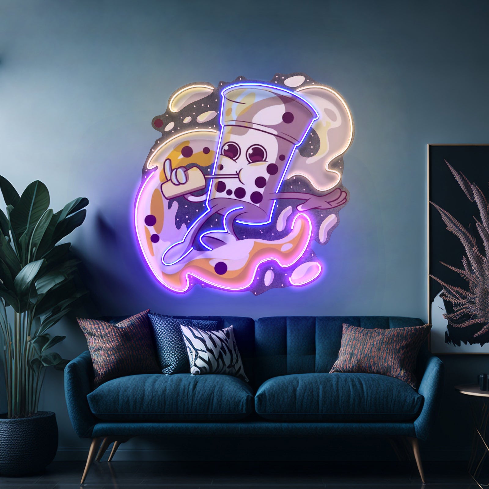 Boba Coffee Surfing Led Neon Sign Light Custom Led Signs