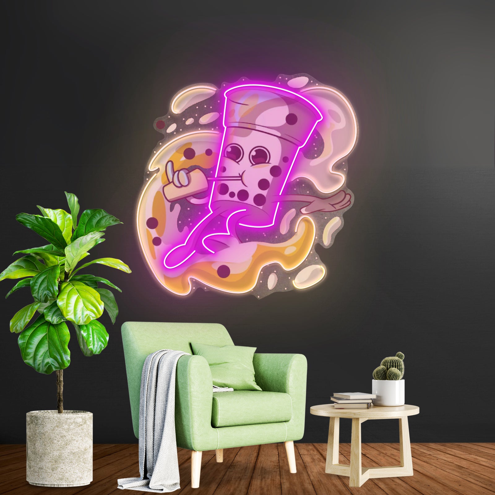 Boba Coffee Surfing Led Neon Sign Light Custom Led Signs