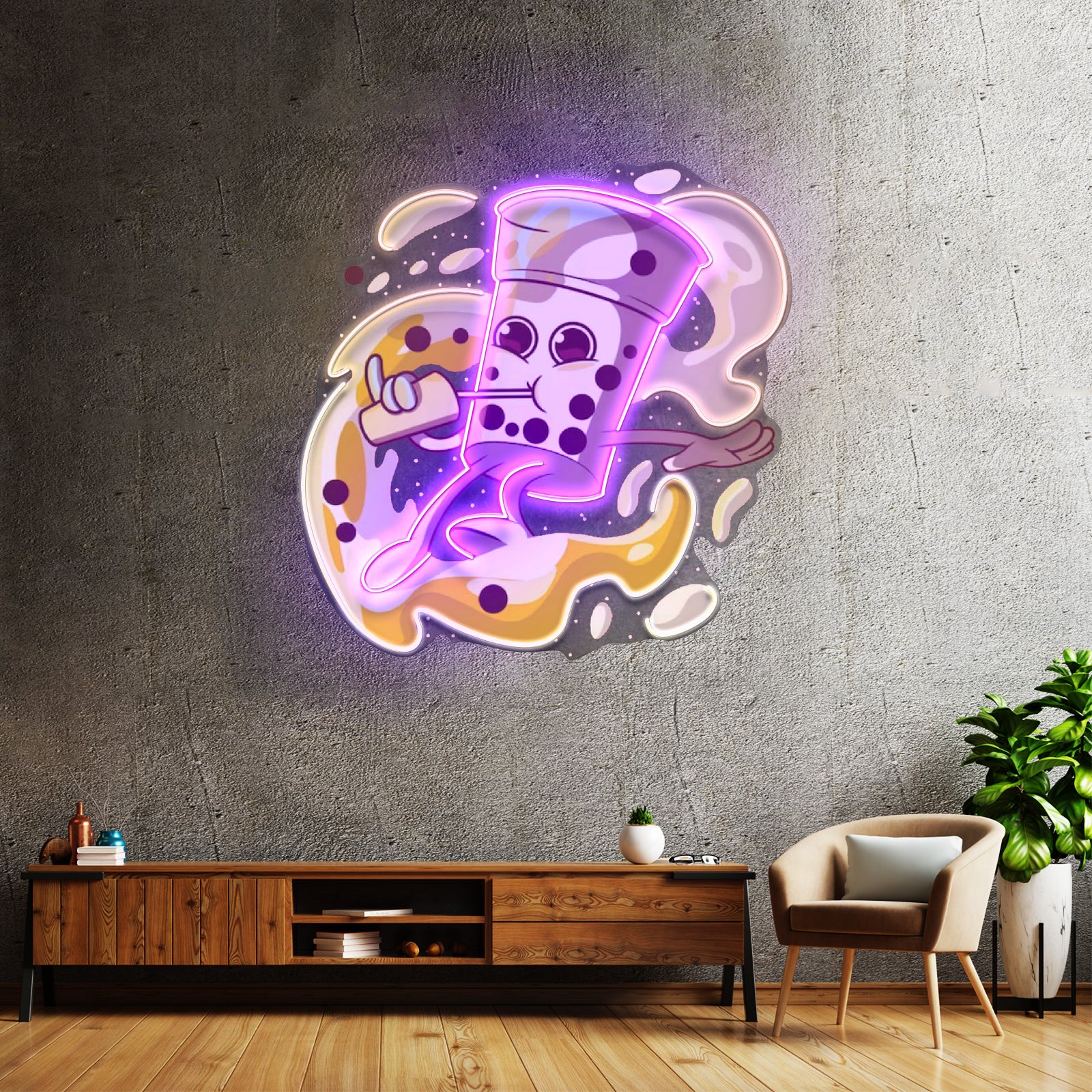 Boba Coffee Surfing Led Neon Sign Light Custom Led Signs