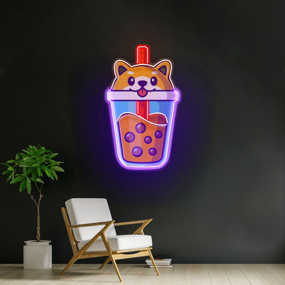 Boba Milktea Dog Custom Led Signs Artwork For Sale - Shineneon