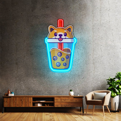 Boba Milktea Dog Custom Led Signs Artwork For Sale - Shineneon