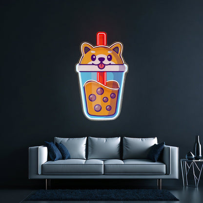 Boba Milktea Dog Custom Led Signs Artwork For Sale - Shineneon