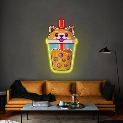 Boba Milktea Dog Custom Led Signs Artwork For Sale - Shineneon
