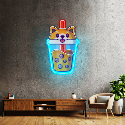 Boba Milktea Dog Custom Led Signs Artwork For Sale