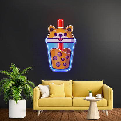 Boba Milktea Dog Custom Led Signs Artwork For Sale