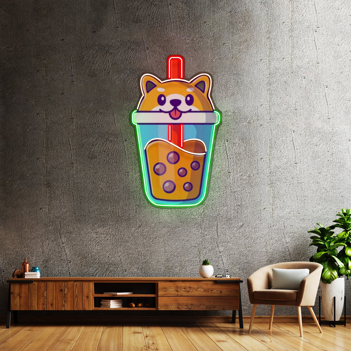 Boba Milktea Dog Custom Led Signs Artwork For Sale