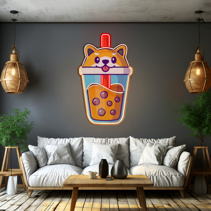 Boba Milktea Dog Custom Led Signs Artwork For Sale