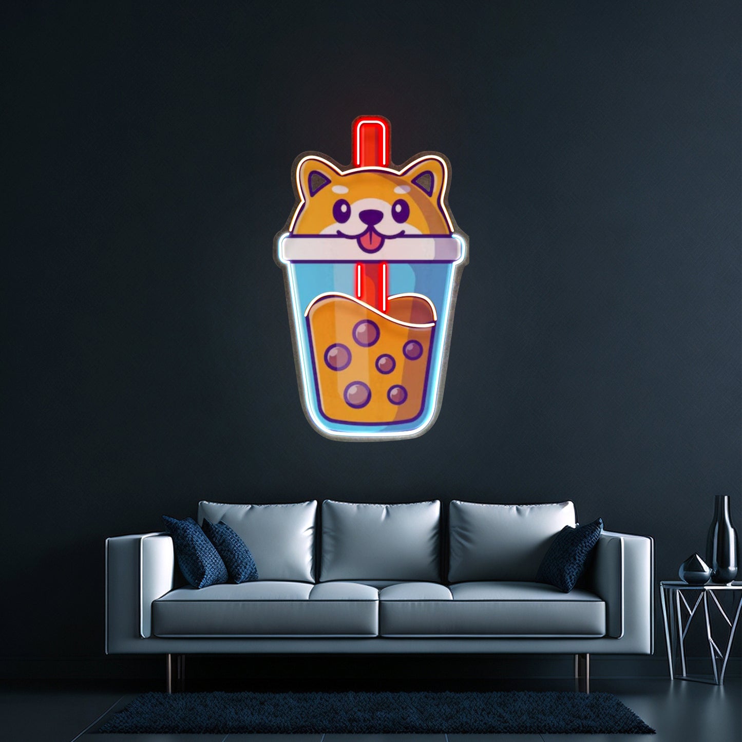 Boba Milktea Dog Custom Led Signs Artwork For Sale