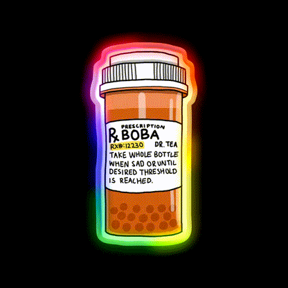 Boba Pills Snack Food Led Neon Sign Rgb Color - LED neon sign close-up detail