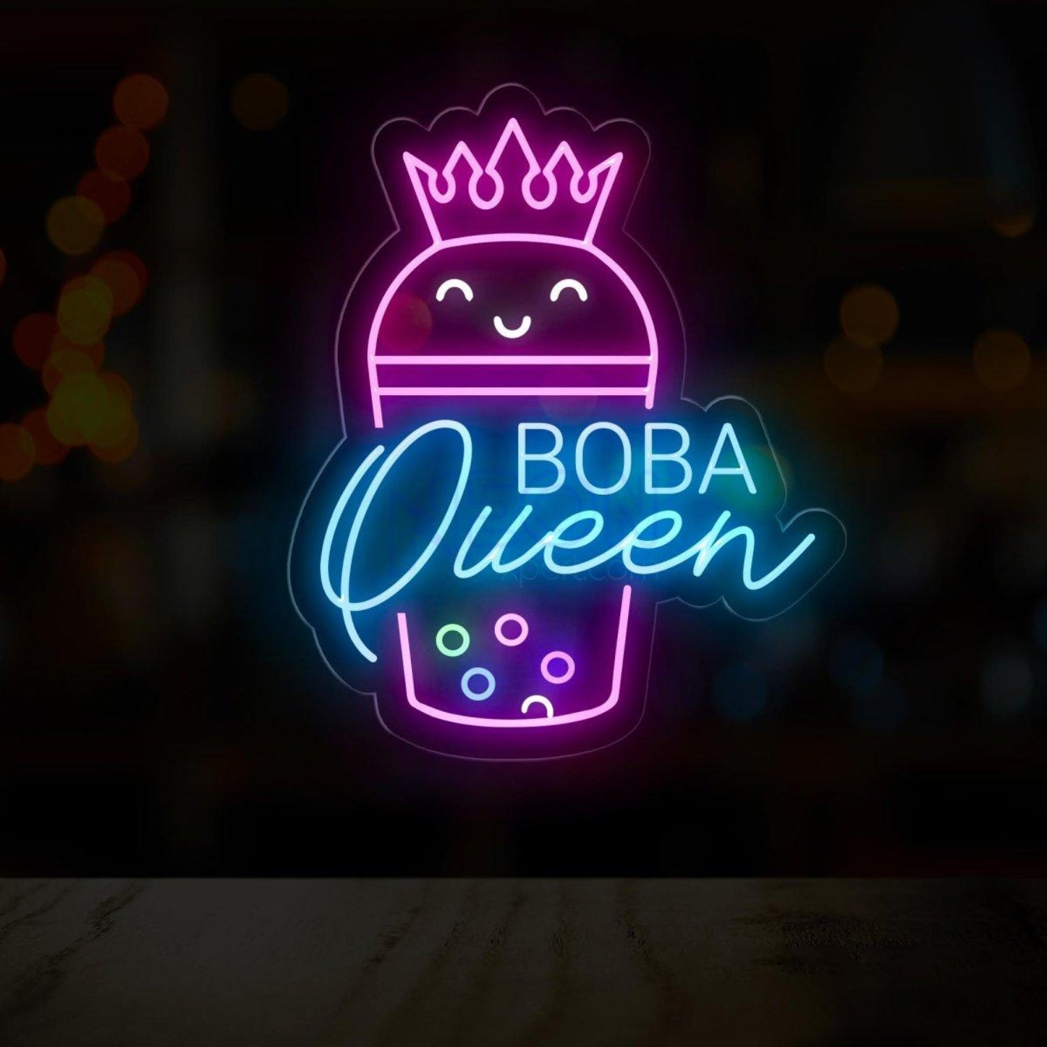 Boba Queen Pink-White Multicolor Led Neon Sign For Milk Tea Shop Decor | Shineneon