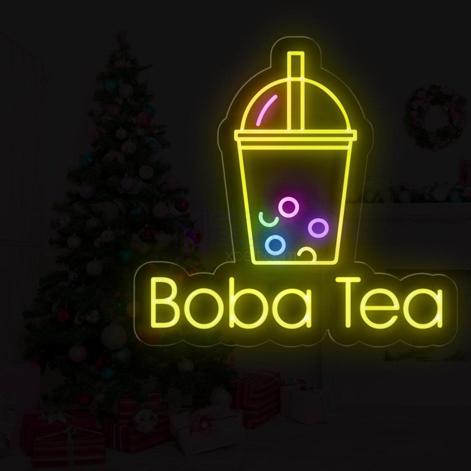 Boba Tea White Outline Multicolor Pearl Led Neon Sign For Cafe Shop | Shineneon