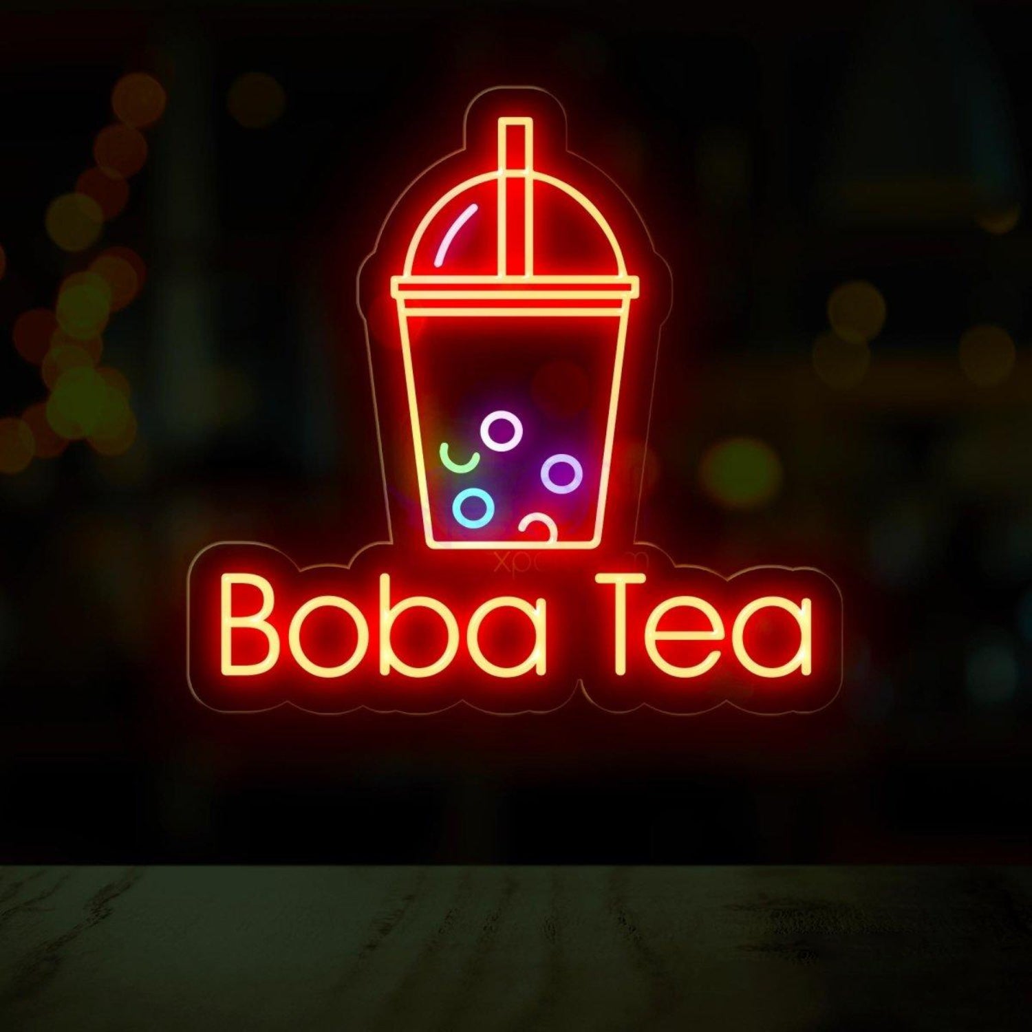 Boba Tea White Outline Multicolor Pearl Led Neon Sign For Cafe Shop | Shineneon