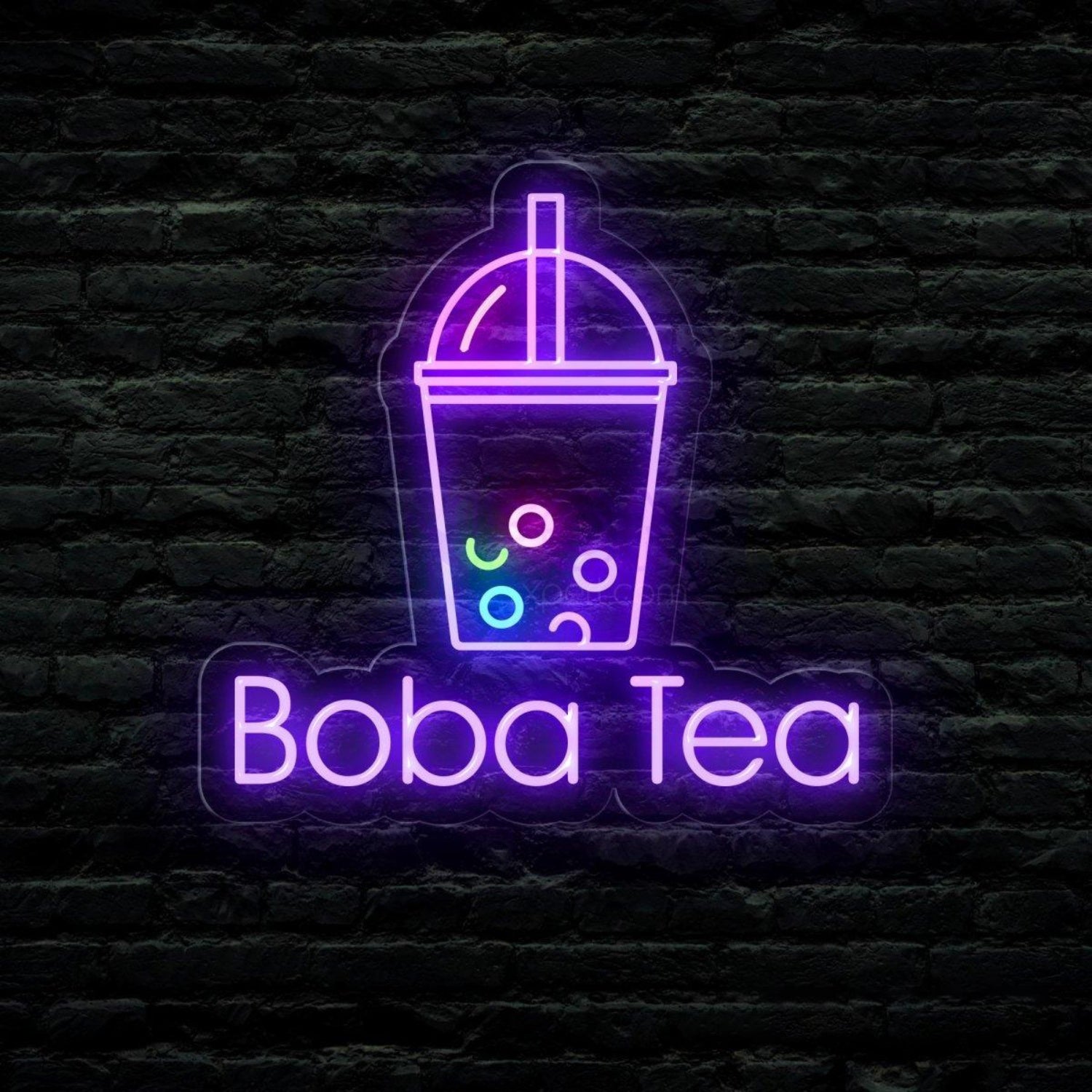 Boba Tea White Outline Multicolor Pearl Led Neon Sign For Cafe Shop | Shineneon