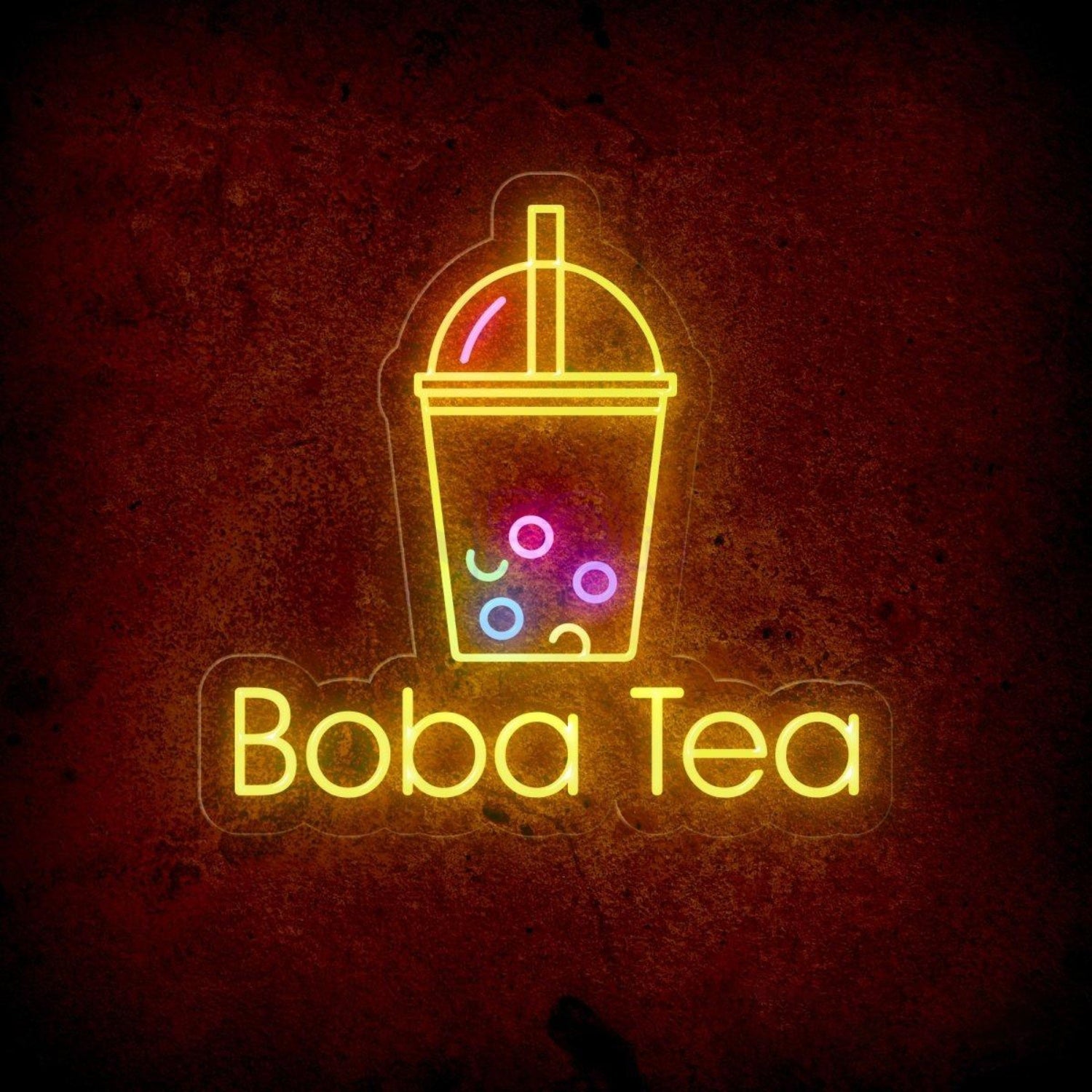Boba Tea White Outline Multicolor Pearl Led Neon Sign For Cafe Shop | Shineneon