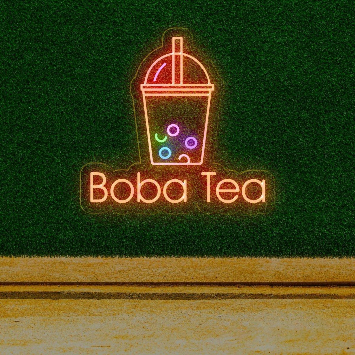Boba Tea White Outline Multicolor Pearl Led Neon Sign For Cafe Shop | Shineneon