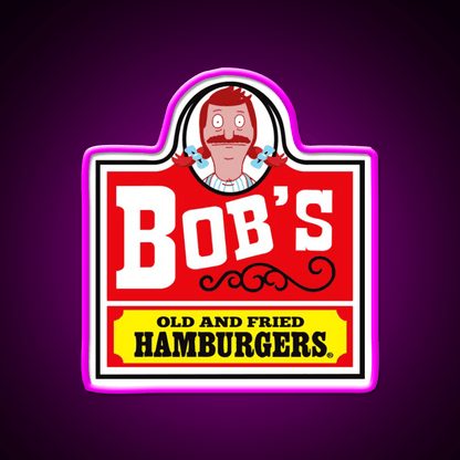 Bobs Old Fried Burgers Fast Food Led Neon Sign For Burger Place Rgb Color - Shineneon