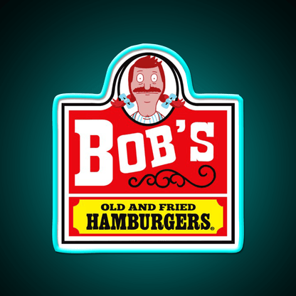Bobs Old Fried Burgers Fast Food Led Neon Sign For Burger Place Rgb Color - Shineneon