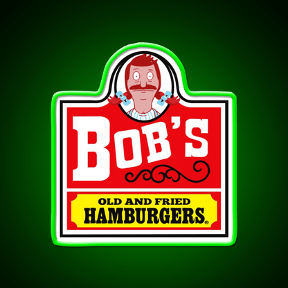 Bobs Old Fried Burgers Fast Food Led Neon Sign For Burger Place Rgb Color - Shineneon