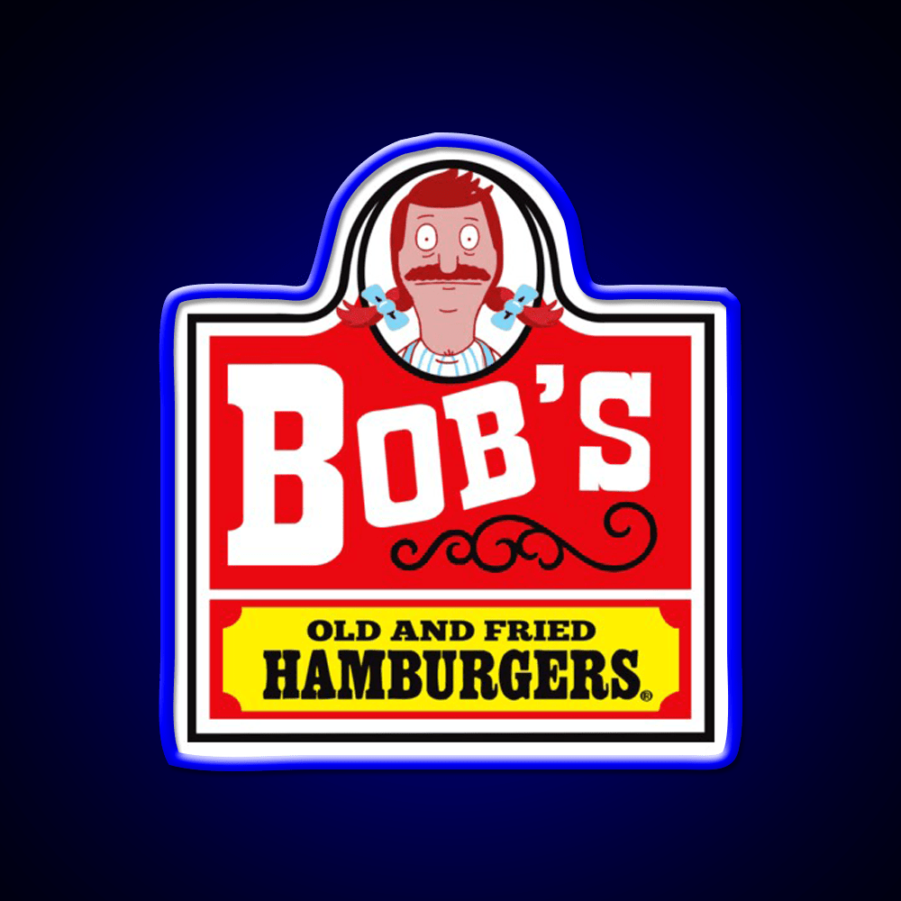 Bobs Old Fried Burgers Fast Food Led Neon Sign For Burger Place Rgb Color - Shineneon