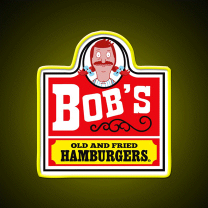 Bobs Old Fried Burgers Fast Food Led Neon Sign For Burger Place Rgb Color - Custom LED neon sign front view