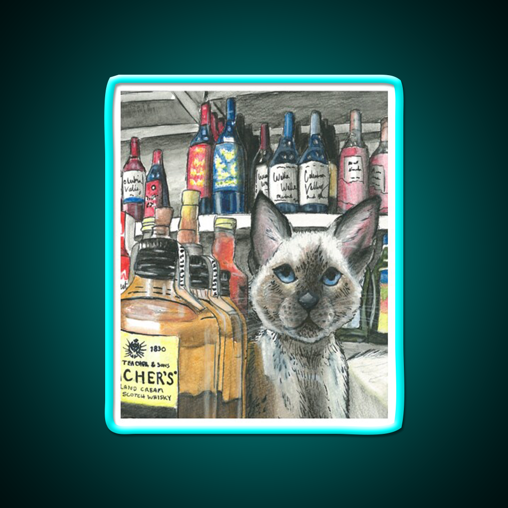 Bodega Cat Whiskey Drink Bar Led Neon Sign Rgb Color