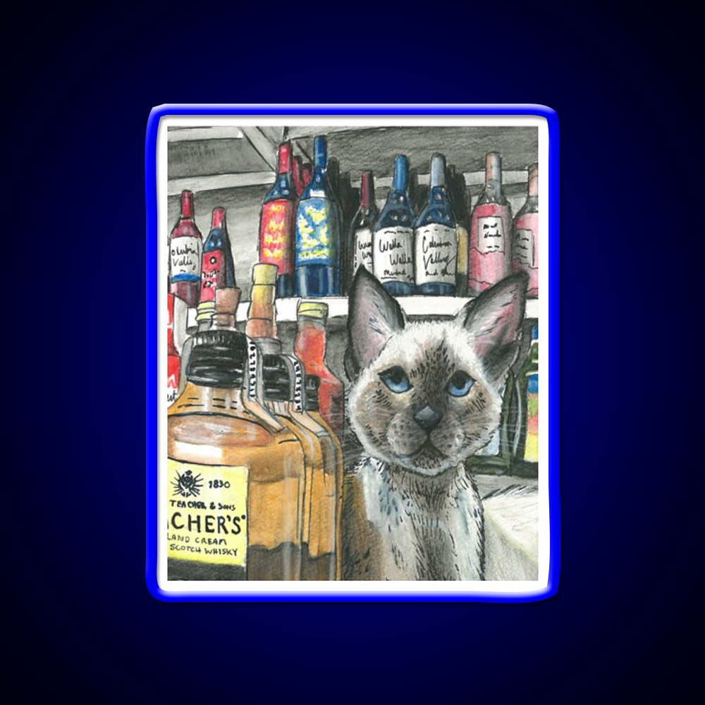 Bodega Cat Whiskey Drink Bar Led Neon Sign Rgb Color