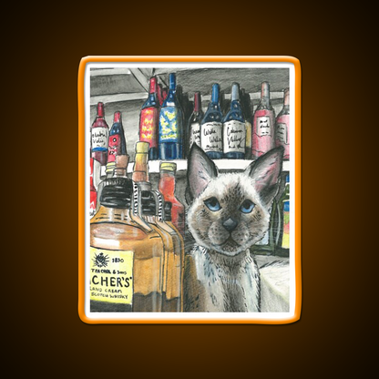 Bodega Cat Whiskey Drink Bar Led Neon Sign Rgb Color